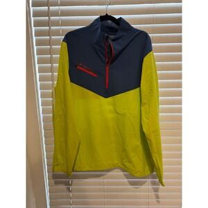 Columbia Golf Mens XL TG 1/4 Zip Pullover Jacket Windbreaker Yellow Navy Red